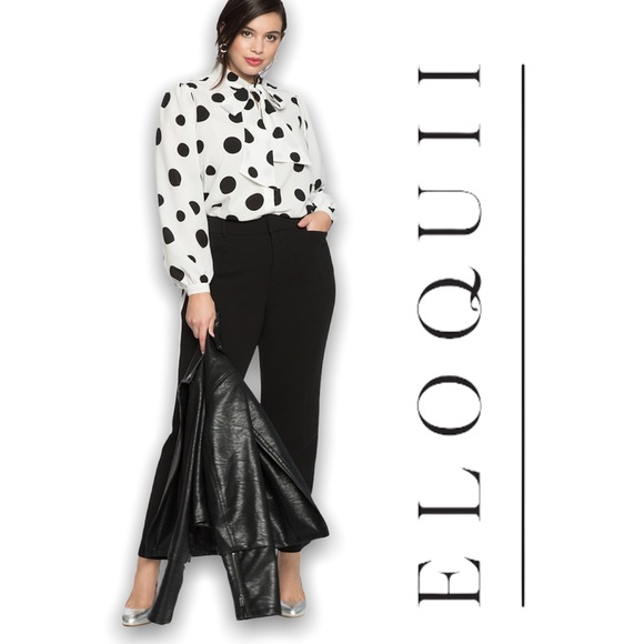 ELOQUII | Tie Neck Polka Dot Blouse - Picture 5 of 6